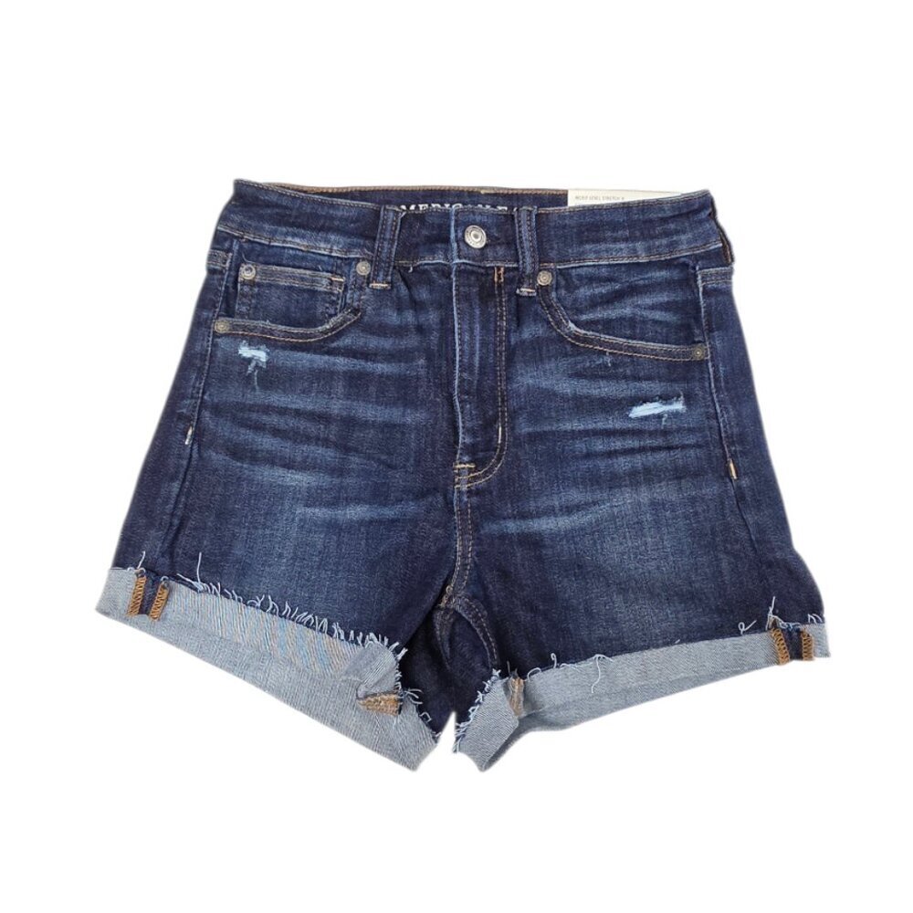 American Eagle Super High Rise Shortie, Denim, Jean, Blue, Stretch, Size 4, NWT